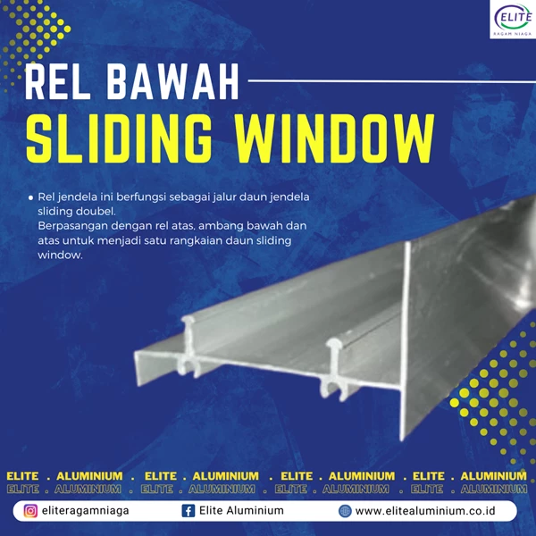 Rel Bawah Sliding Window - Clear Anodise (CA) / Silver