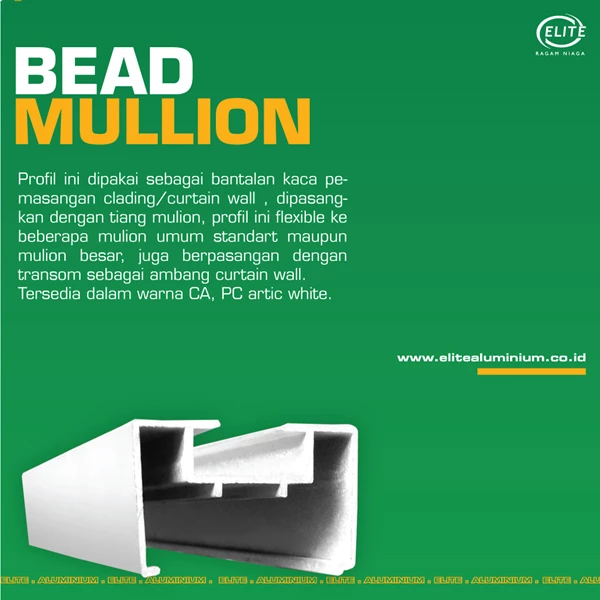 Bead Mullion (curtain wall) - PC White / Putih Coating