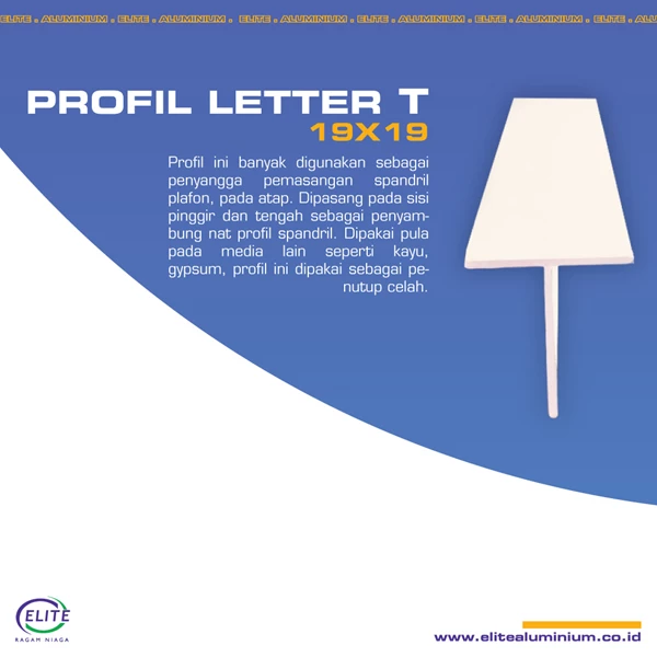 Profile Letter T 19x19 (Aluminum) - CA / Silver
